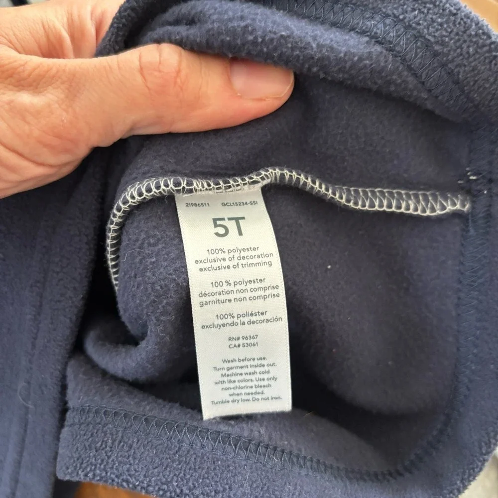 Oshkosh Boys 5T Quarter Zip Fleece Sweatshirt Blue Gray Pullover Soft Cozy‎